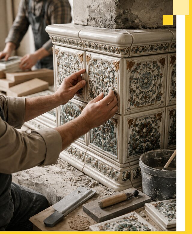 Изразцовые камины под ключ в Дальнереченске: проект и монтаж