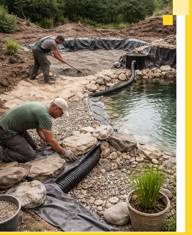 Строительство природных бассейнов и озер в Дальнереченске под ключ