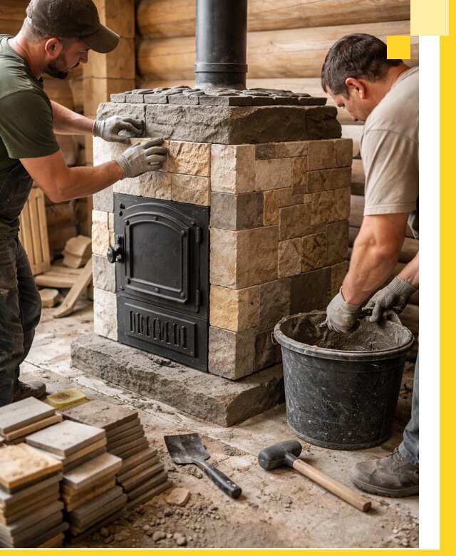 Облицовка банной печи под ключ в Дальнереченске: камень и плитка