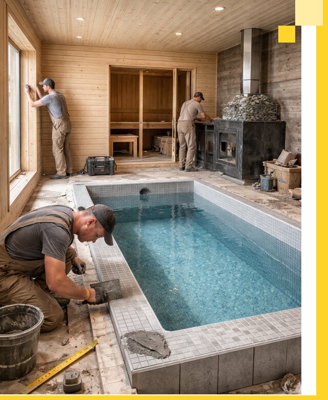 Проект бани с бассейном и сауной в Дальнереченске под ключ