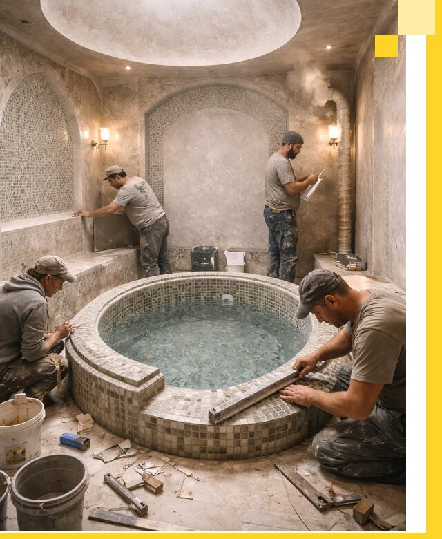 Профессиональное строительство хамама с бассейном в Дальнереченске под ключ